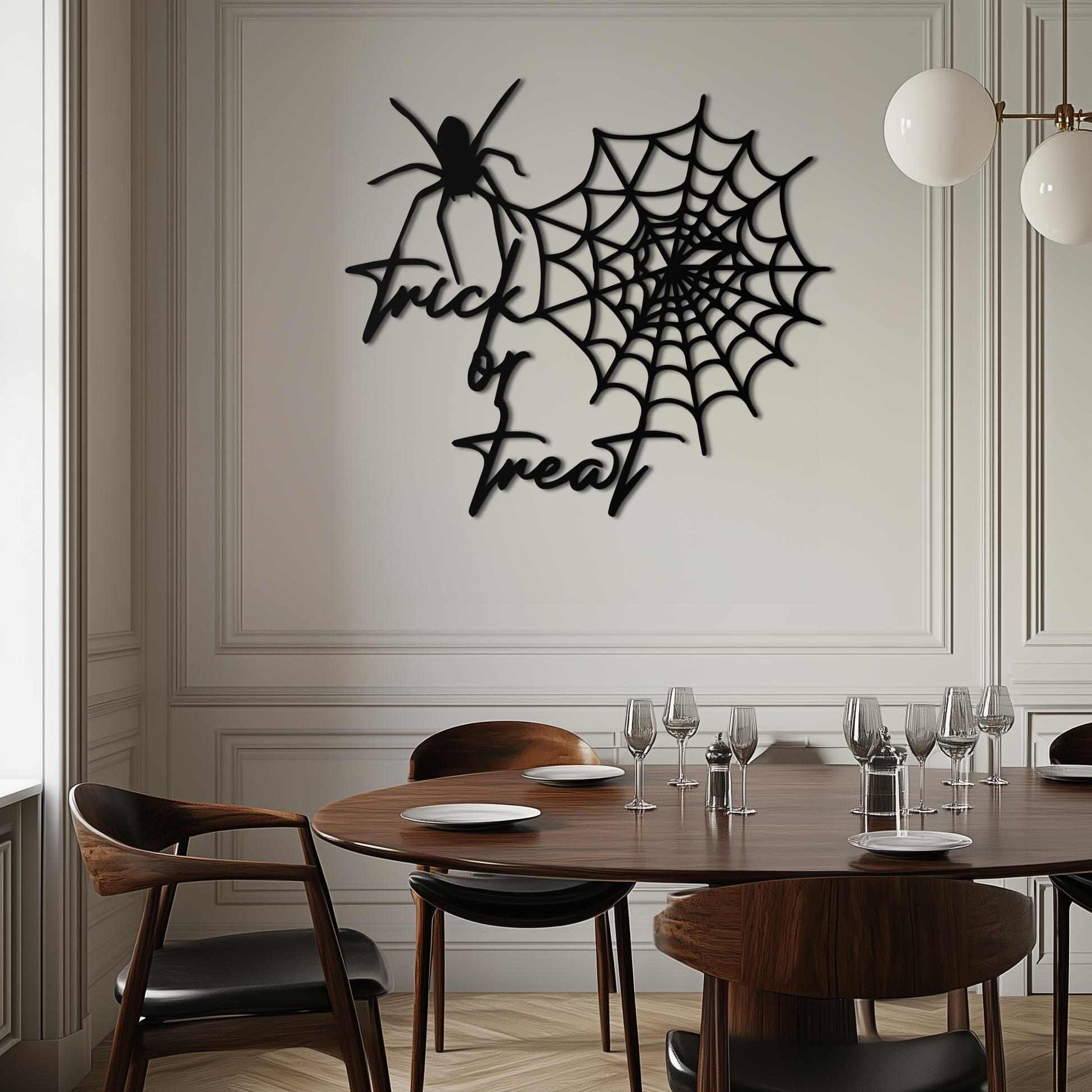 "Trick or Treat" Halloween Metal Wall Art – Spider Web Design- KAF278 - Tampa Home & Garden Store