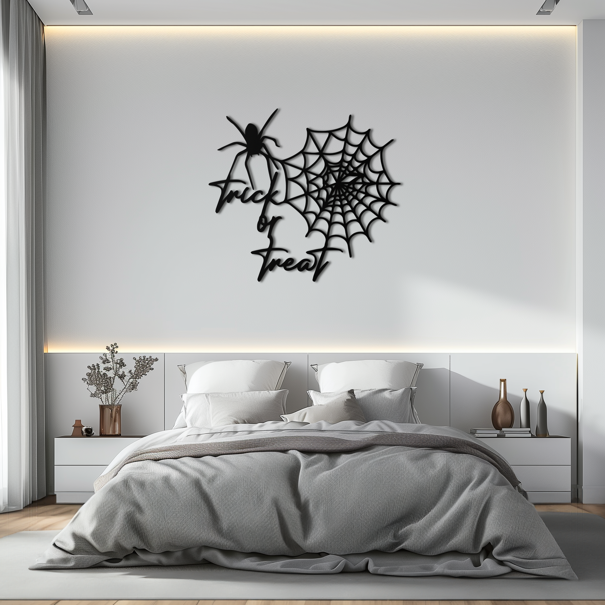 "Trick or Treat" Halloween Metal Wall Art – Spider Web Design- KAF278 - Tampa Home & Garden Store