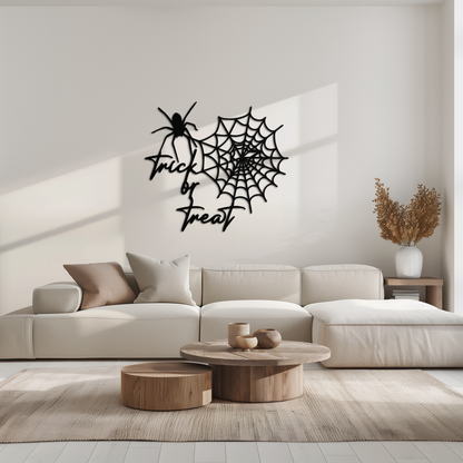 "Trick or Treat" Halloween Metal Wall Art – Spider Web Design- KAF278 - Tampa Home & Garden Store