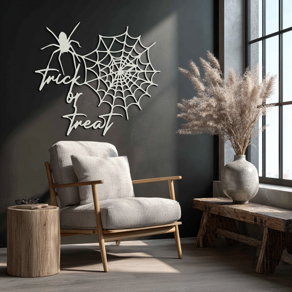 "Trick or Treat" Halloween Metal Wall Art – Spider Web Design- KAF278 - Tampa Home & Garden Store