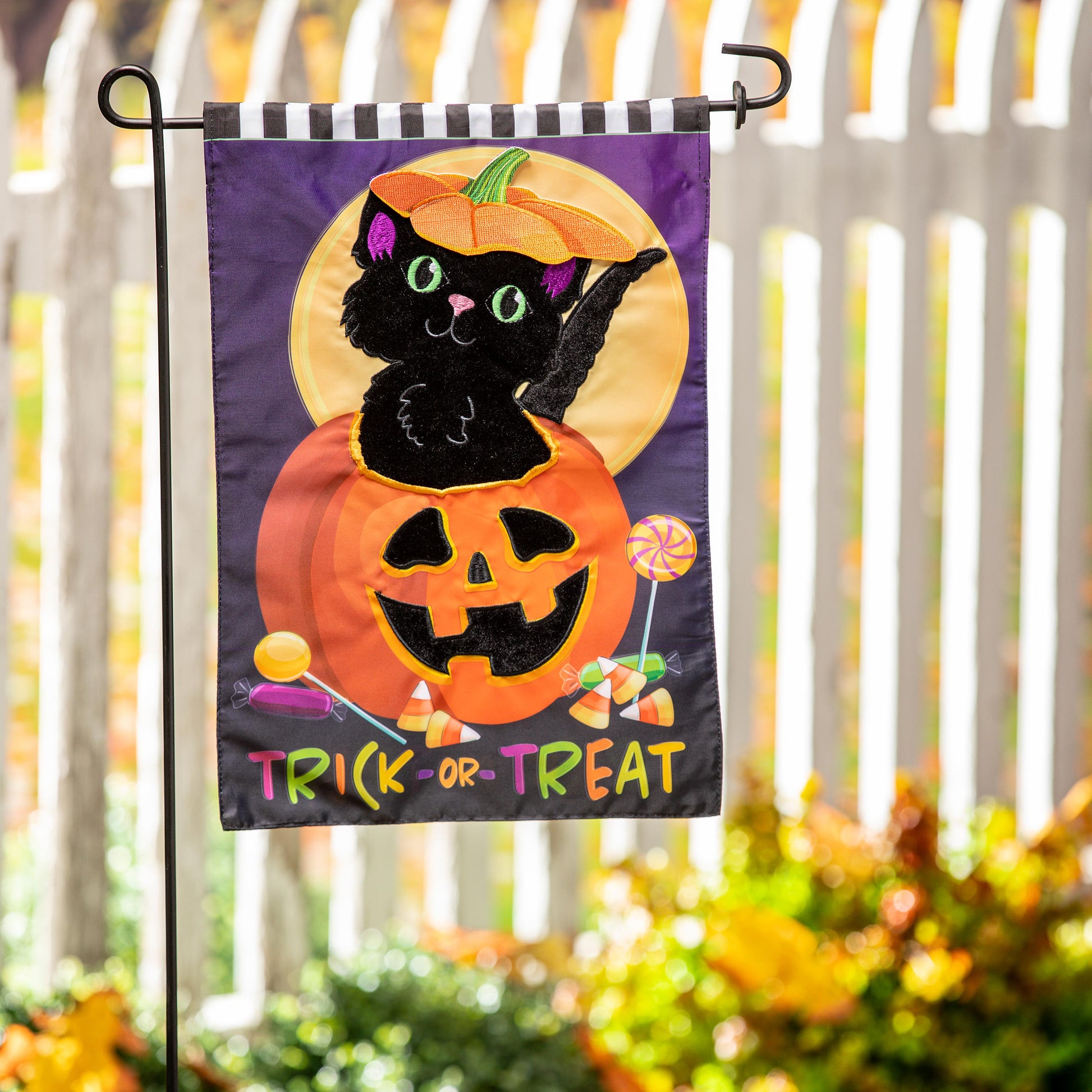 Trick or Treat Kitten Applique Garden Flag - Tampa Home & Garden Store