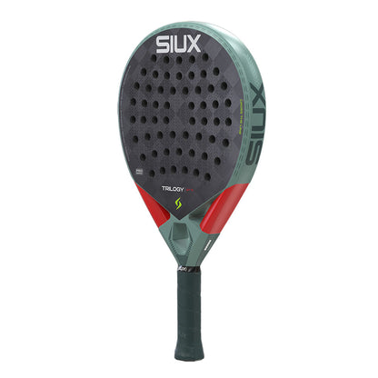Padel racket Siux Trilogy Pro 2026 Ash Green with red throat and perforated face on Tampa Home & Garden Store