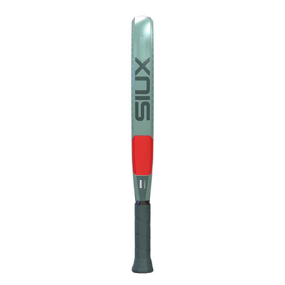 Siux USA Trilogy Pro 2026 Ash Green padel racket with ash-green frame, red bumper, dark grip on Tampa Home & Garden Store