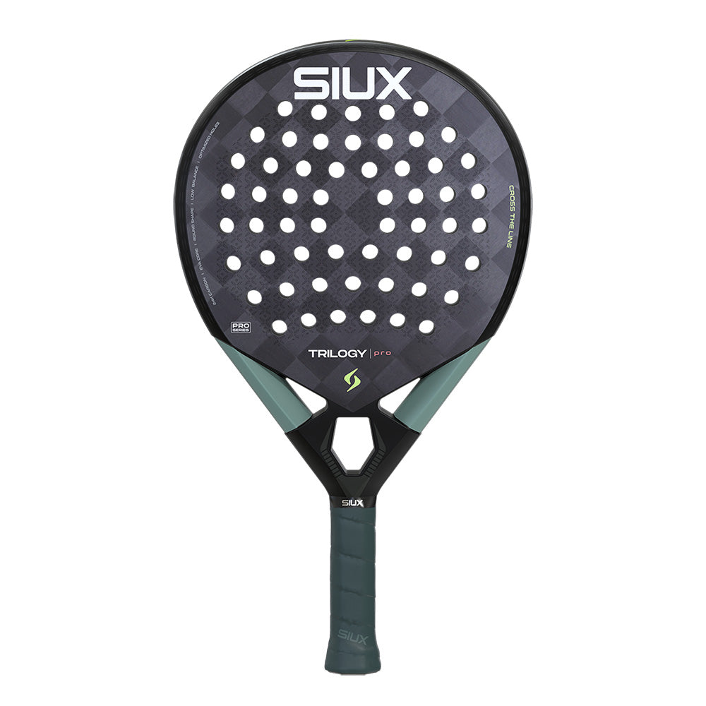Padel racket Siux Trilogy Pro 2026 Noir Fog with dark gray face and teal accents on Tampa Home & Garden Store