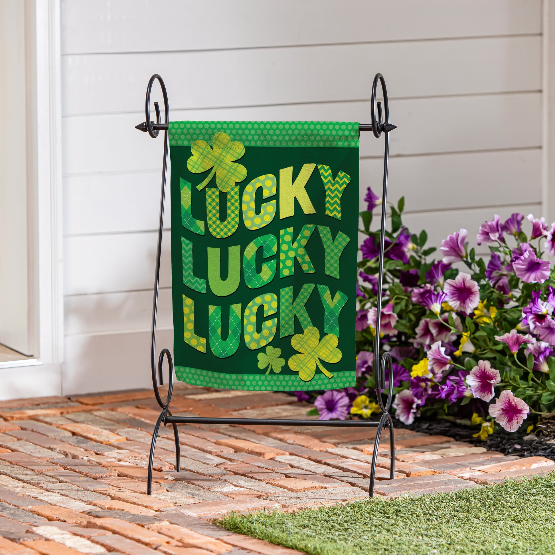Triple Lucky Suede Garden Flag - Tampa Home & Garden Store