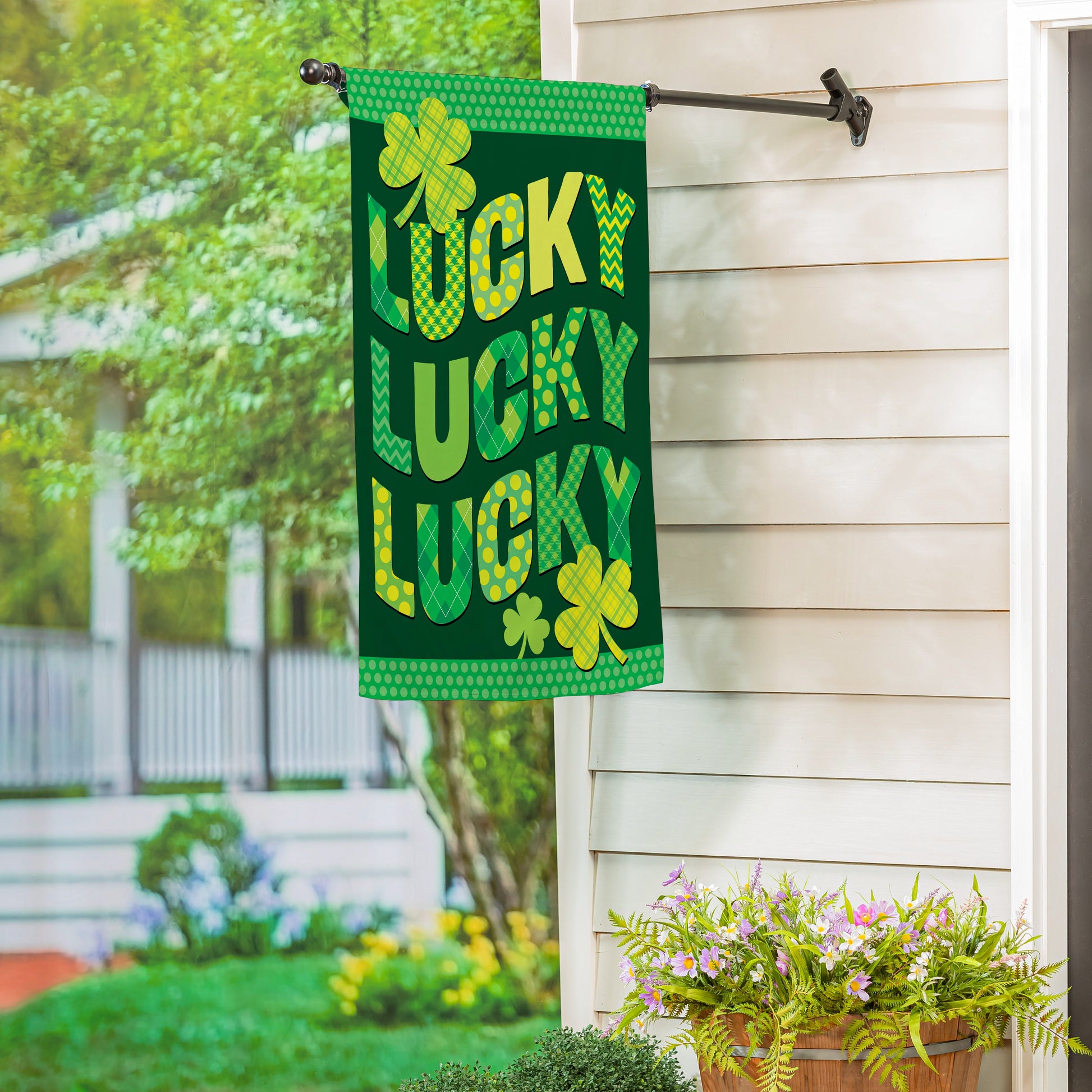 Triple Lucky Suede House Flag - Tampa Home & Garden Store