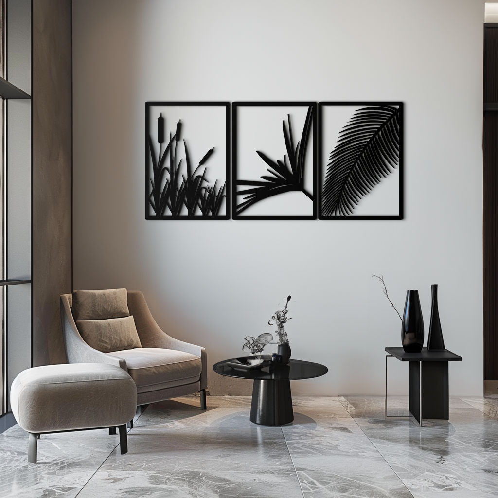 Tropical Metal Wall Art – 3-Panel Botanical Design - KAF216 - Tampa Home & Garden Store