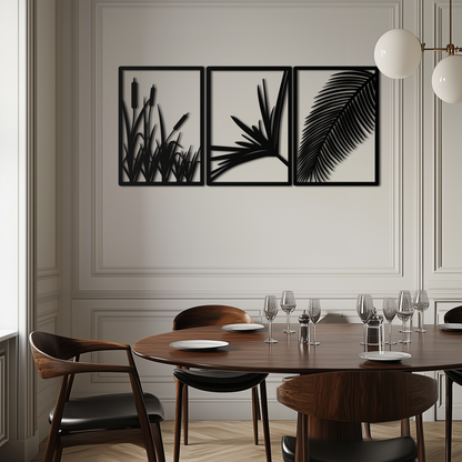 Tropical Metal Wall Art – 3-Panel Botanical Design - KAF216 - Tampa Home & Garden Store
