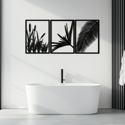 Tropical Metal Wall Art – 3-Panel Botanical Design - KAF216 - Tampa Home & Garden Store