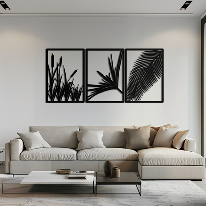 Tropical Metal Wall Art – 3-Panel Botanical Design - KAF216 - Tampa Home & Garden Store