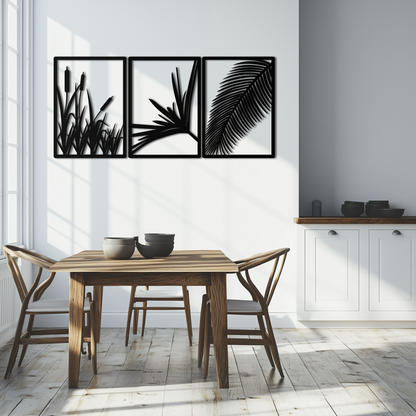 Tropical Metal Wall Art – 3-Panel Botanical Design - KAF216 - Tampa Home & Garden Store