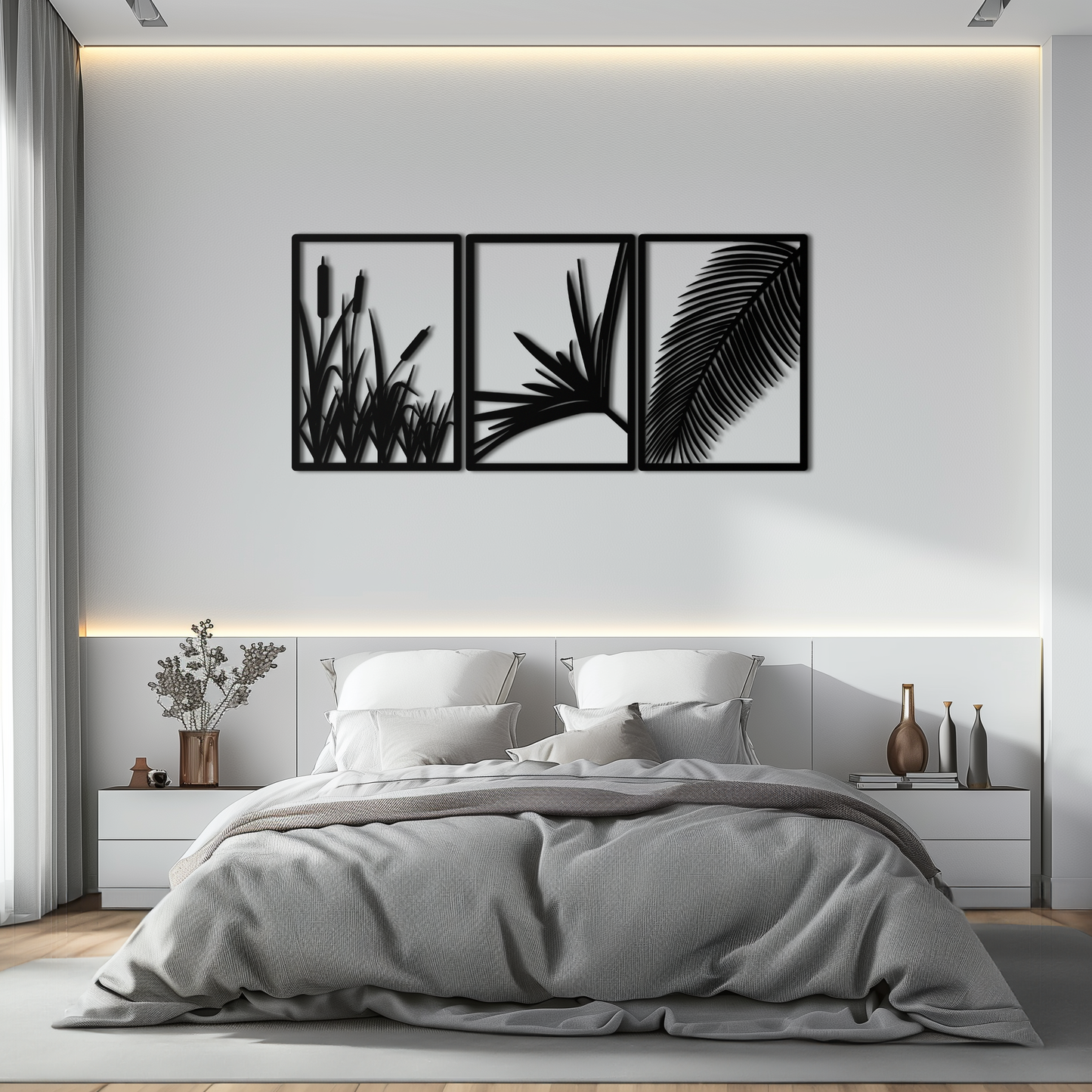 Tropical Metal Wall Art – 3-Panel Botanical Design - KAF216 - Tampa Home & Garden Store