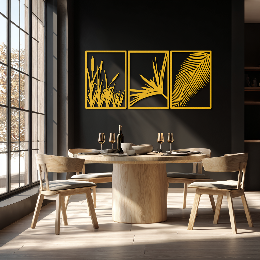 Tropical Metal Wall Art – 3-Panel Botanical Design - KAF216 - Tampa Home & Garden Store