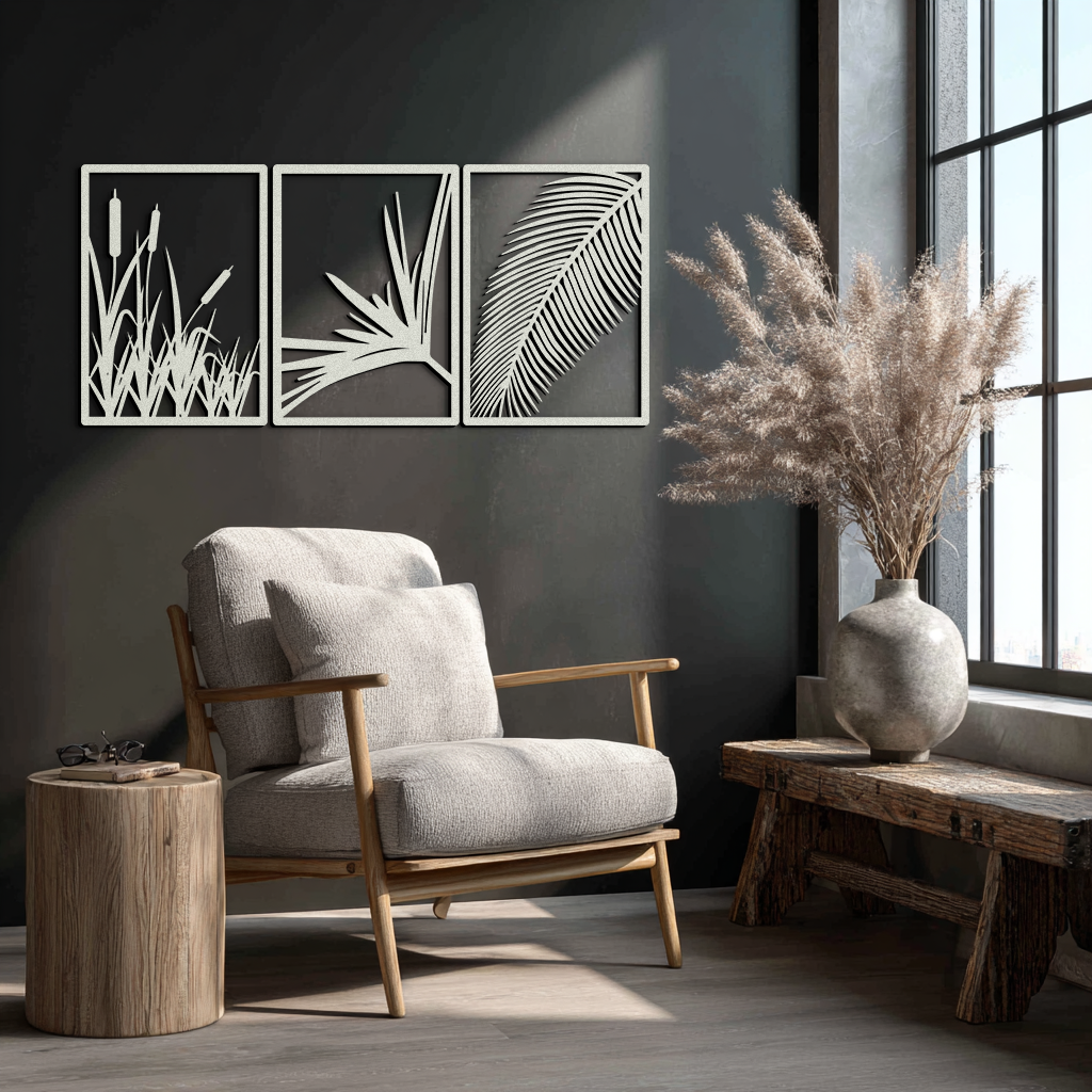 Tropical Metal Wall Art – 3-Panel Botanical Design - KAF216 - Tampa Home & Garden Store