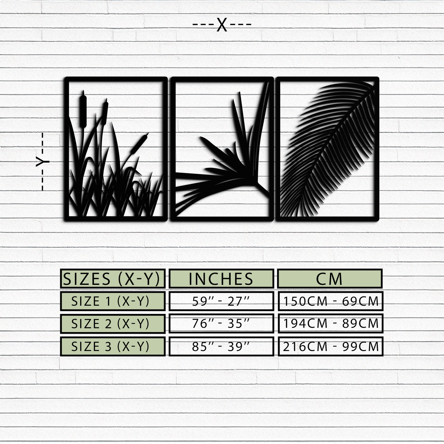 Tropical Metal Wall Art – 3-Panel Botanical Design - KAF216 - Tampa Home & Garden Store