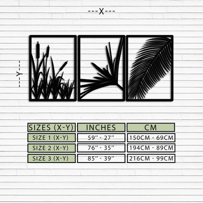 Tropical Metal Wall Art – 3-Panel Botanical Design - KAF216 - Tampa Home & Garden Store