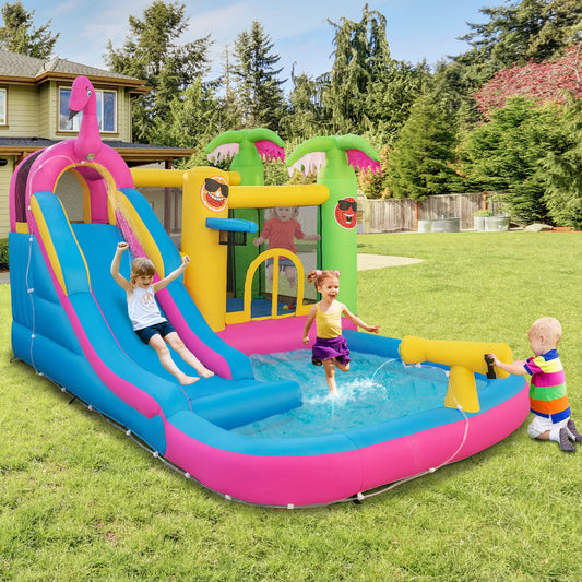 Inflatable Bounce Castle with Long Water Slide and 735W Blower - Tampa Home & Garden Store