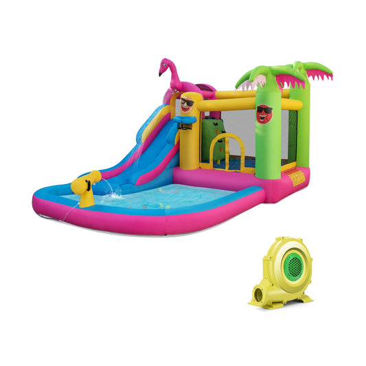 Inflatable Bounce Castle with Long Water Slide and 735W Blower - Tampa Home & Garden Store