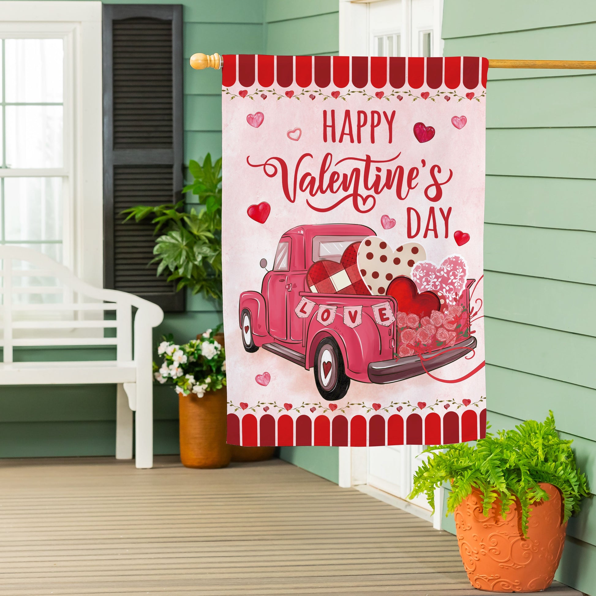 Truck Full Of Love Suede House Flag - Tampa Home & Garden Store