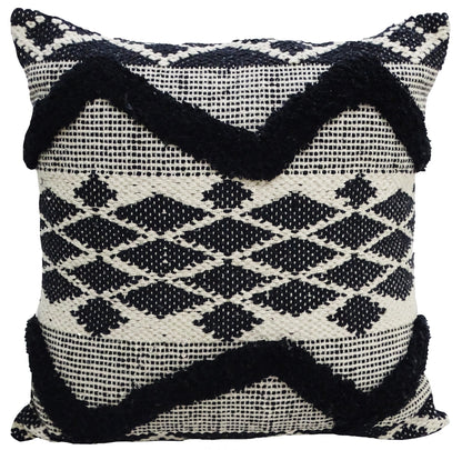 Decorative tufted chevron throw pillow 20x20 in black & ivory, Vibhsa brand for couch on Tampa Home & Garden Store