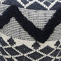 Decorative tufted chevron pillow 20x20 navy ivory woven fabric by Vibhsa on Tampa Home & Garden Store