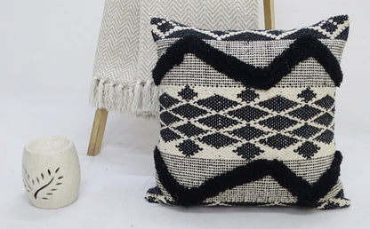Vibhsa decorative tufted chevron throw pillows, black ivory geometric pattern, 2-piece set on Tampa Home & Garden Store