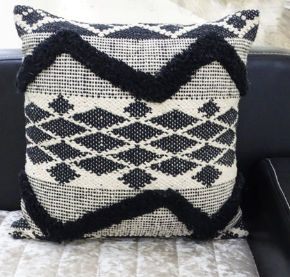 Vibhsa decorative tufted chevron pillow 20x20 in black and white for couch on Tampa Home & Garden Store