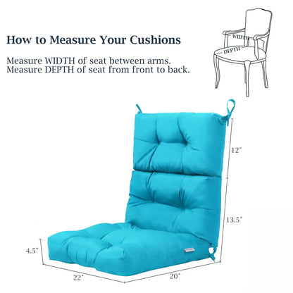 Tufted High Back Patio Chair Cushion Turquoise