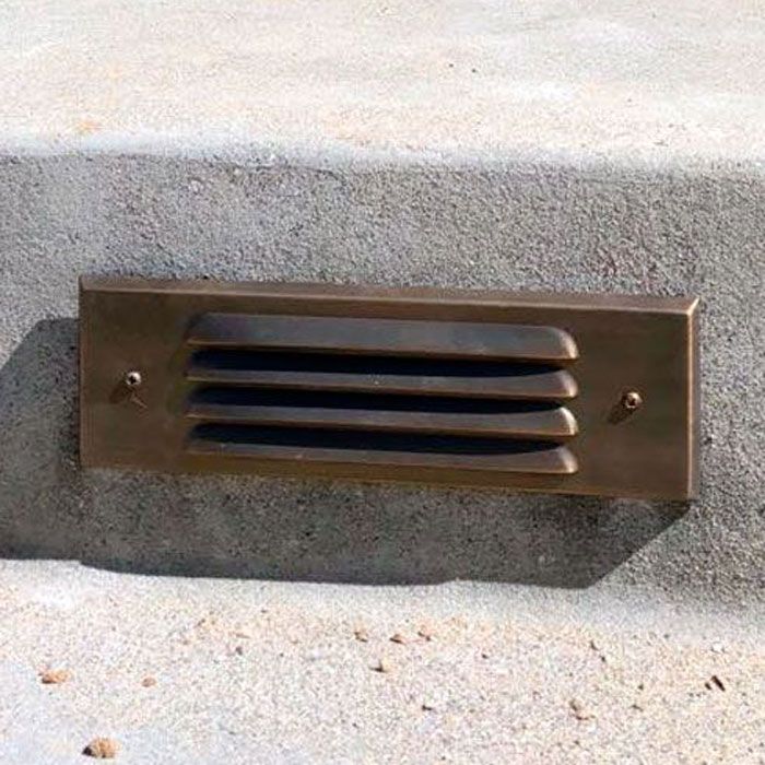 Tulay Antique Brass Louvered Step Light Low Voltage Landscape Lighting - Tampa Home & Garden Store