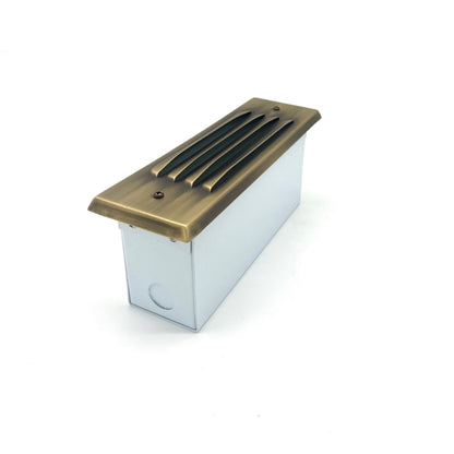 Tulay Antique Brass Louvered Step Light Low Voltage Landscape Lighting - Tampa Home & Garden Store
