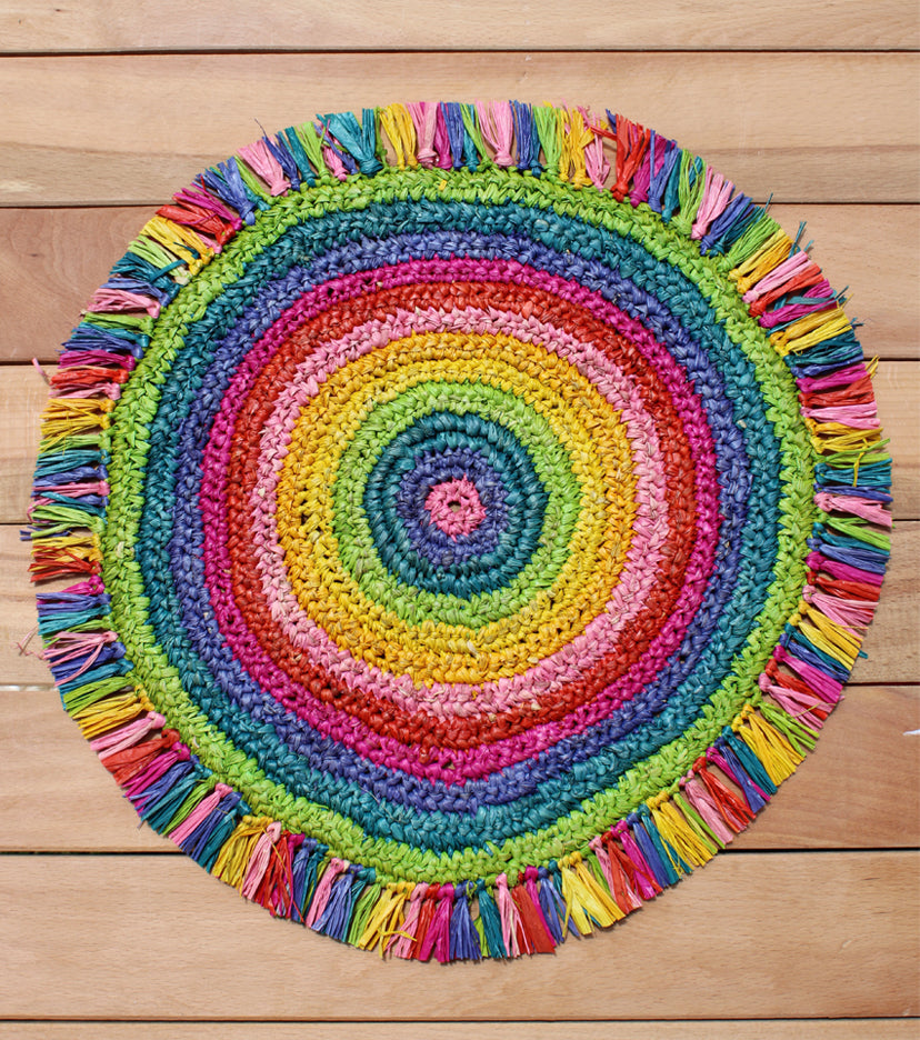Tulum Raffia Placemat, colorful woven tabletop - Tampa Home & Garden Store