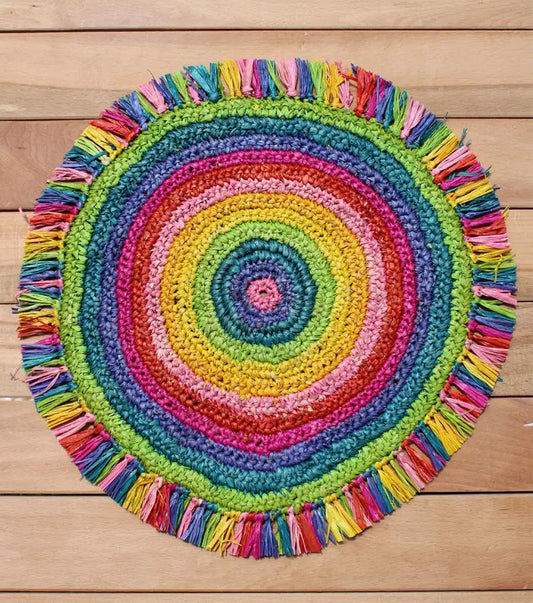 Tulum Raffia Placemat, colorful woven tabletop - Tampa Home & Garden Store