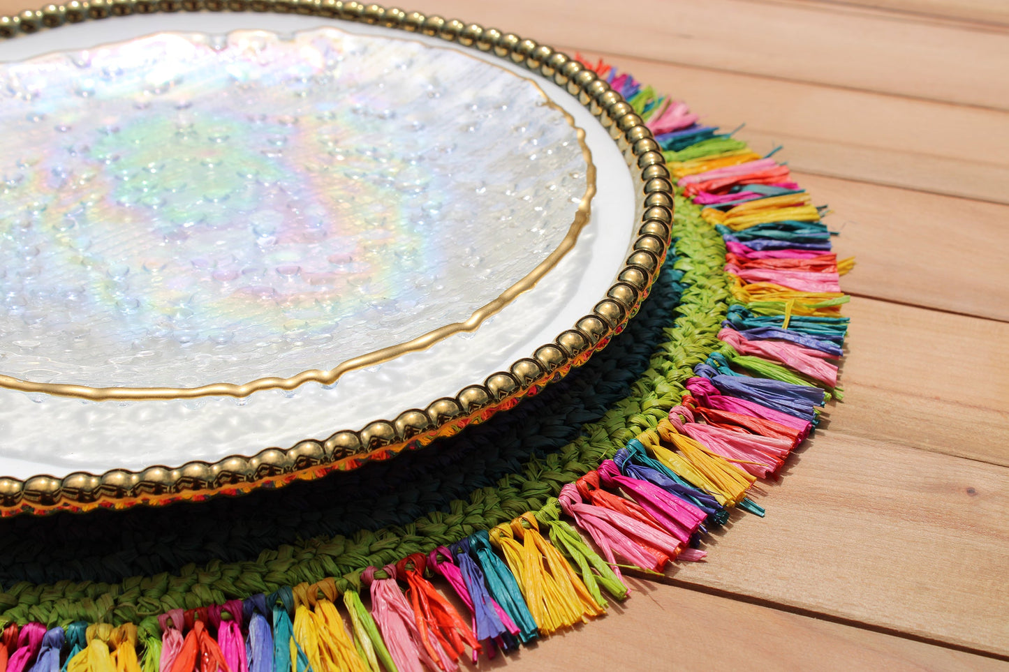 Tulum Raffia Placemat, colorful woven tabletop - Tampa Home & Garden Store