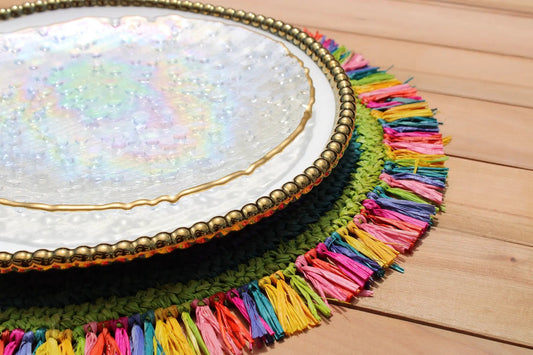 Tulum Raffia Placemat, colorful woven tabletop - Tampa Home & Garden Store