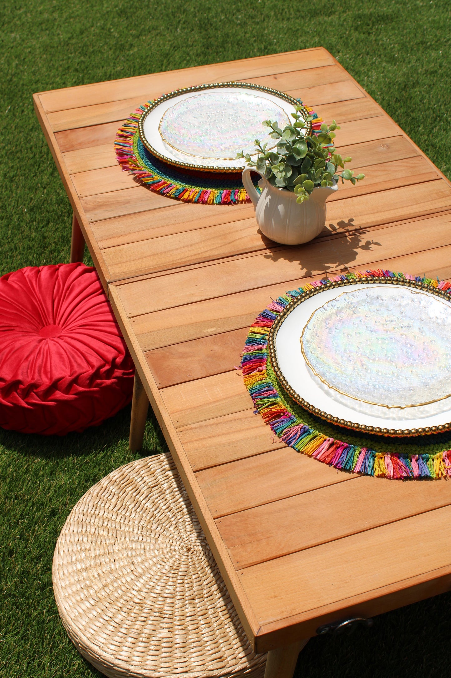 Tulum Raffia Placemat, colorful woven tabletop - Tampa Home & Garden Store