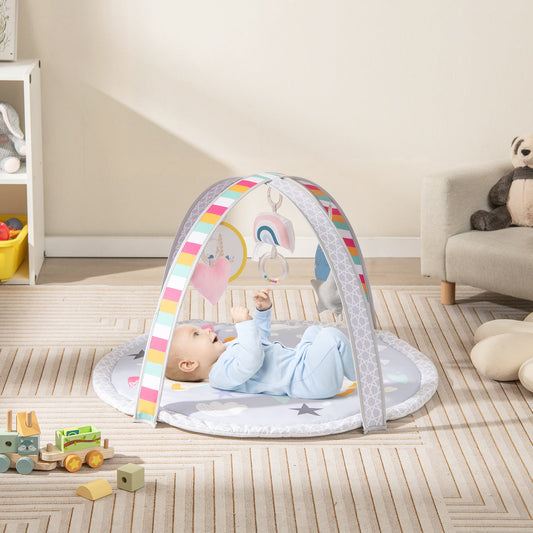 Baby Play Gym Mat 7-in-1 Tummy Time Activity Mat with 5 Detachable Toys-Multicolor - Tampa Home & Garden Store