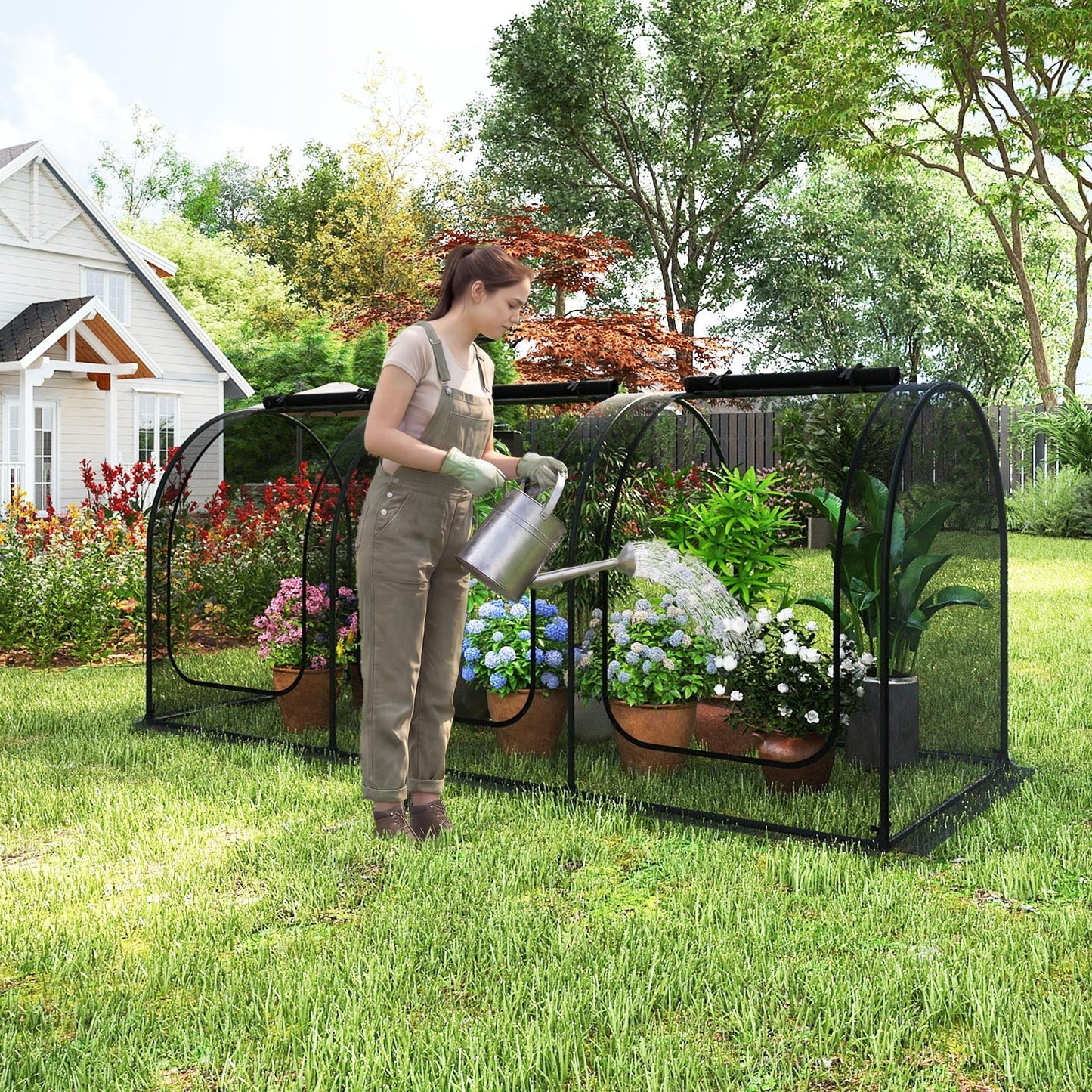 GemGear Tunnel Crop Cage Large Portable Plant Protection Tent with 3 roll-up zipper doors on Tampa Home & Garden Store