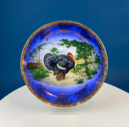 Turkey Platter - Vintage Porcelain. Magnificent Cobalt Blue Large Serving or Decorative Plate. Thanksgiving Home Decor. - Tampa Home & Garden Store