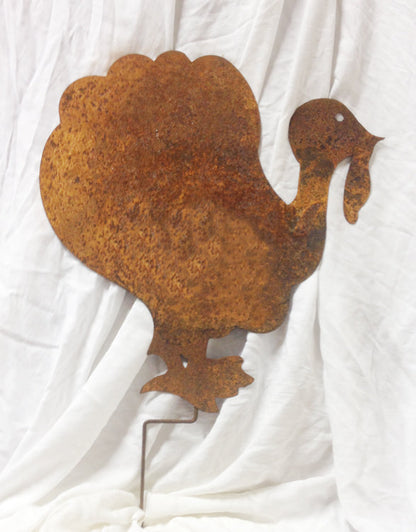 Giant turkey decoration silhouette in rusty metal for outdoors, Rustica Ornamentals yard stake on Tampa Home & Garden Store