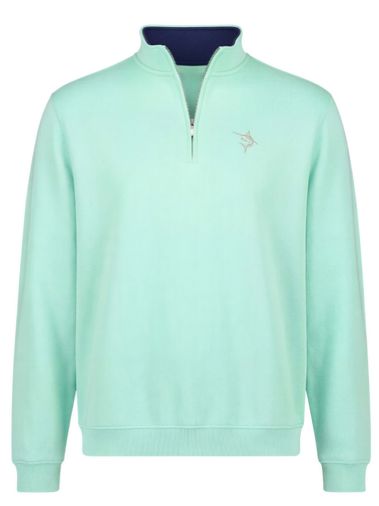 Turnberry Quarter Zip Smooth Knit mint green top by White Water Life with chest logo on Tampa Home & Garden Store