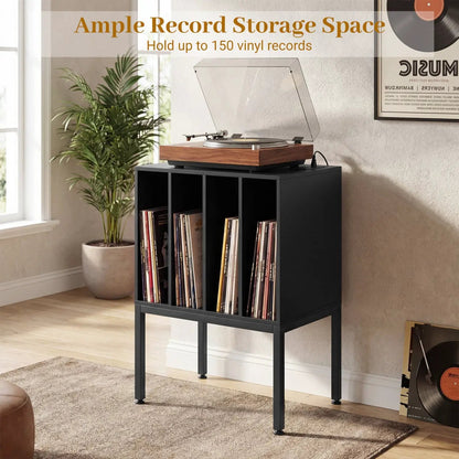 Turntable Record Player Stand with Power Outlets