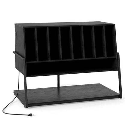 Turntable Stand with Charger and Vinyl Storage