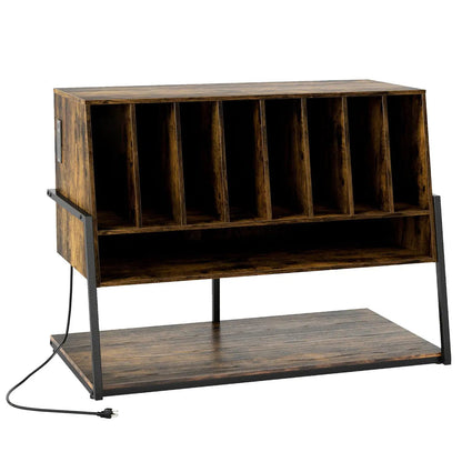 Turntable Stand with Charger and Vinyl Storage
