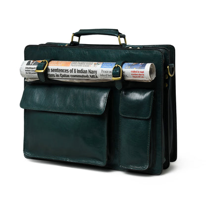 Tuscany Italian Leather Briefcase, Green - Tampa Home & Garden Store
