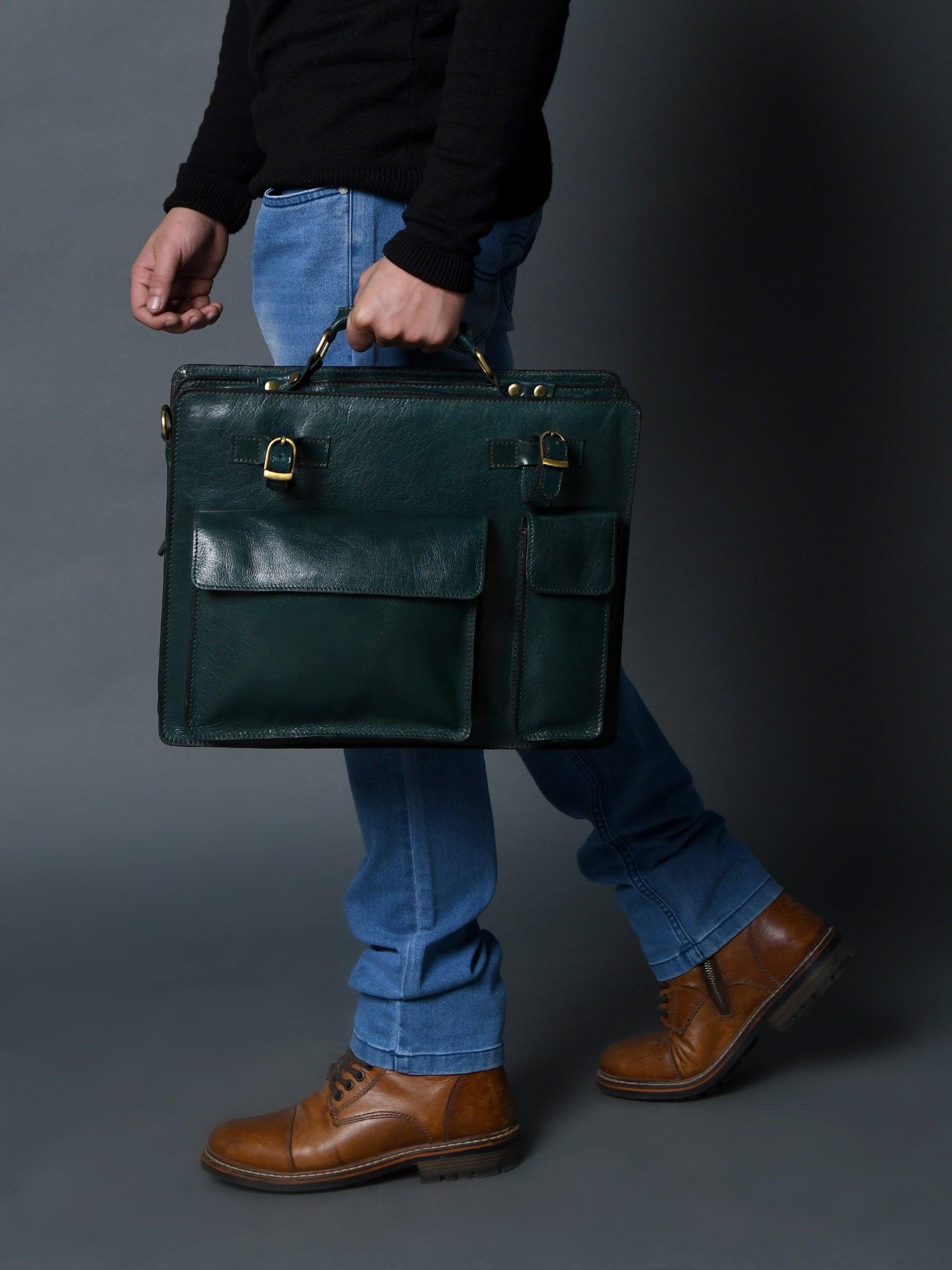 Tuscany Italian Leather Briefcase, Green - Tampa Home & Garden Store