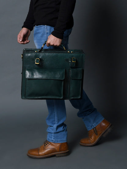 Tuscany Italian Leather Briefcase, Green - Tampa Home & Garden Store