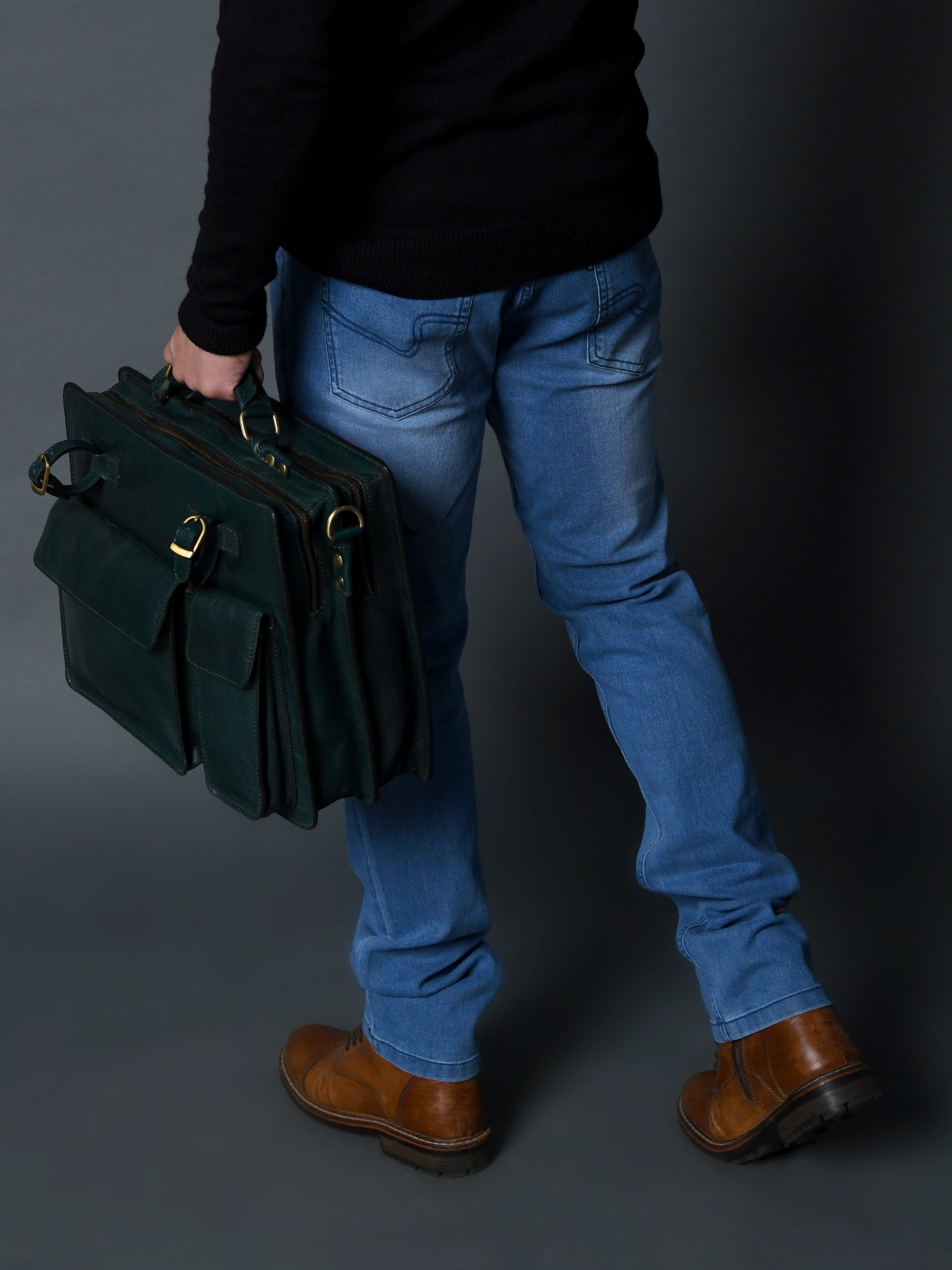 Tuscany Italian Leather Briefcase, Green - Tampa Home & Garden Store