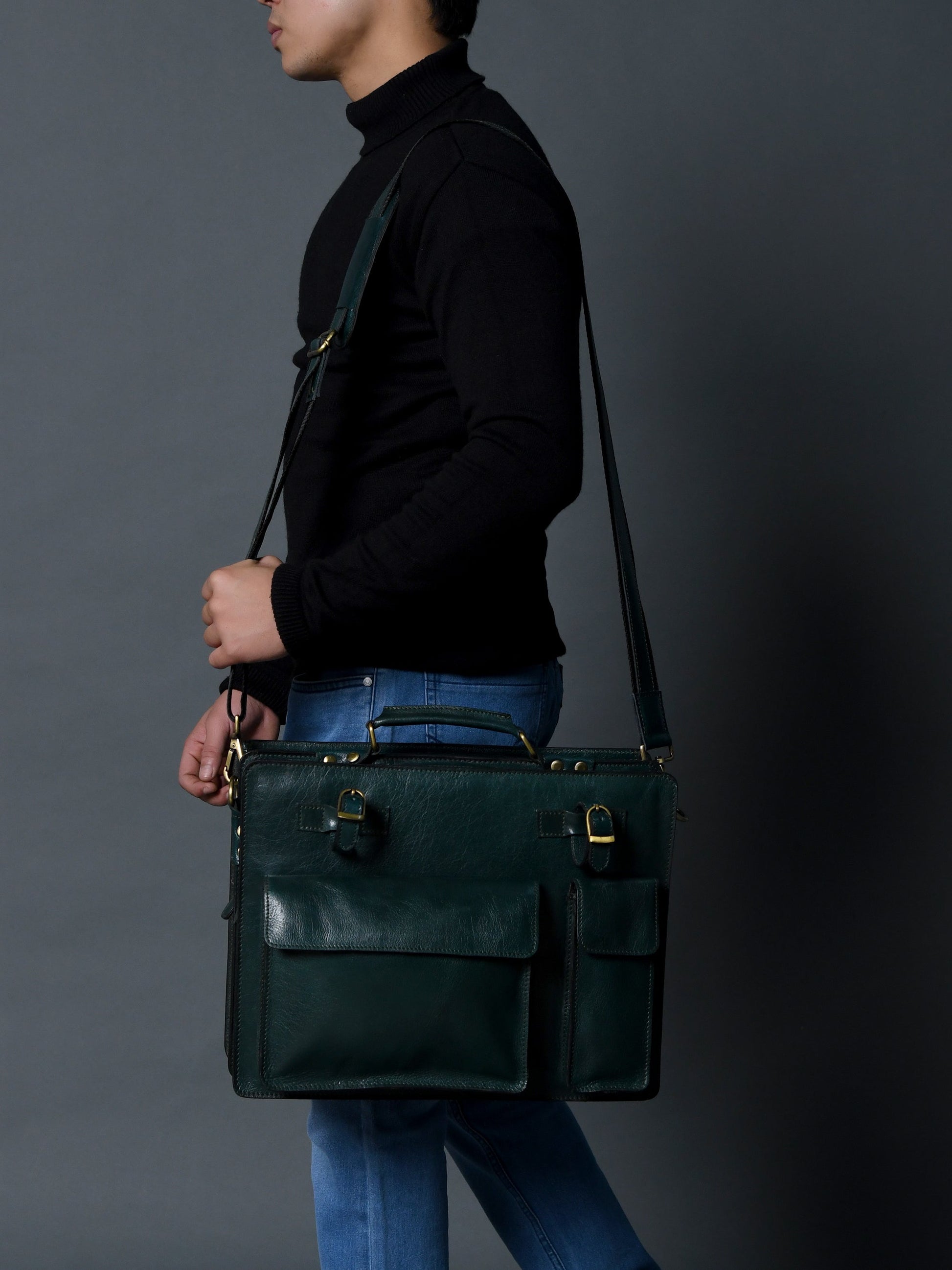 Tuscany Italian Leather Briefcase, Green - Tampa Home & Garden Store