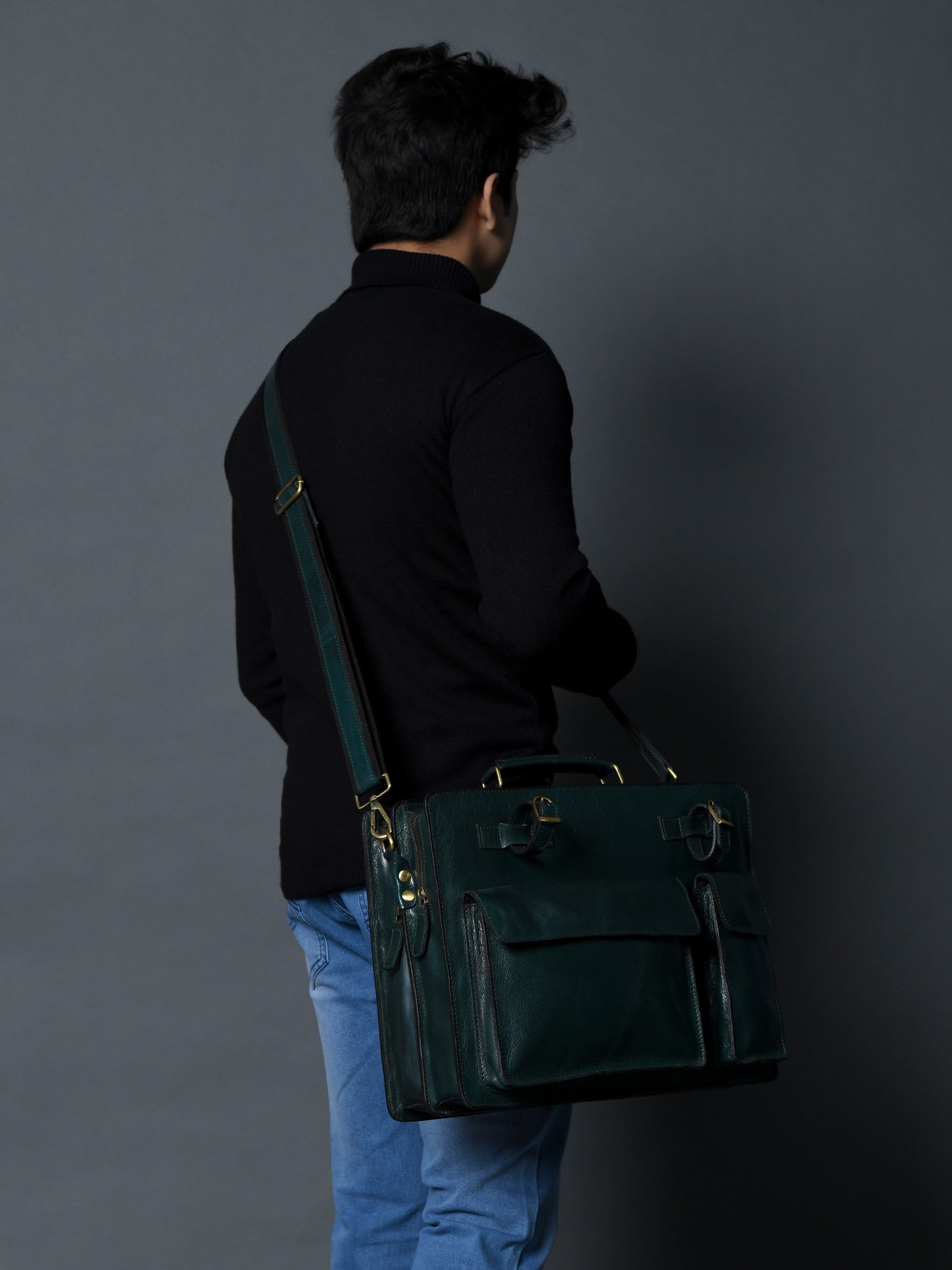 Tuscany Italian Leather Briefcase, Green - Tampa Home & Garden Store