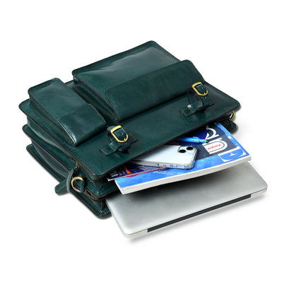 Tuscany Italian Leather Briefcase, Green - Tampa Home & Garden Store